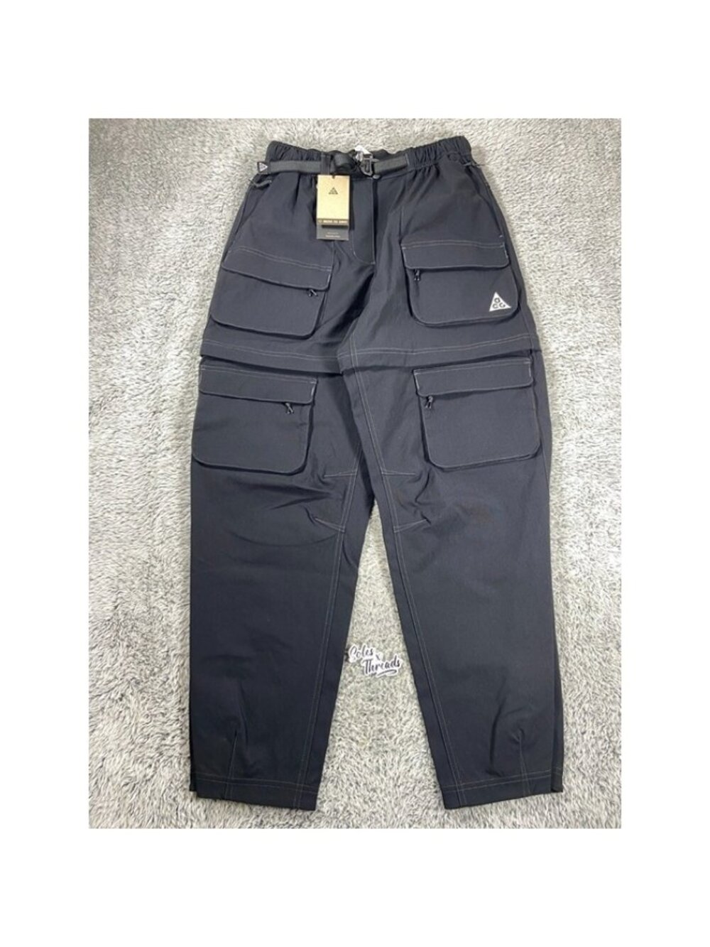 Nike Black Cargo Jumpsuit Pants with Multiple Pockets